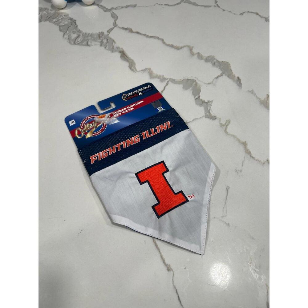 Illinois Fighting Illini Reversible Pet Bandana L-XL New